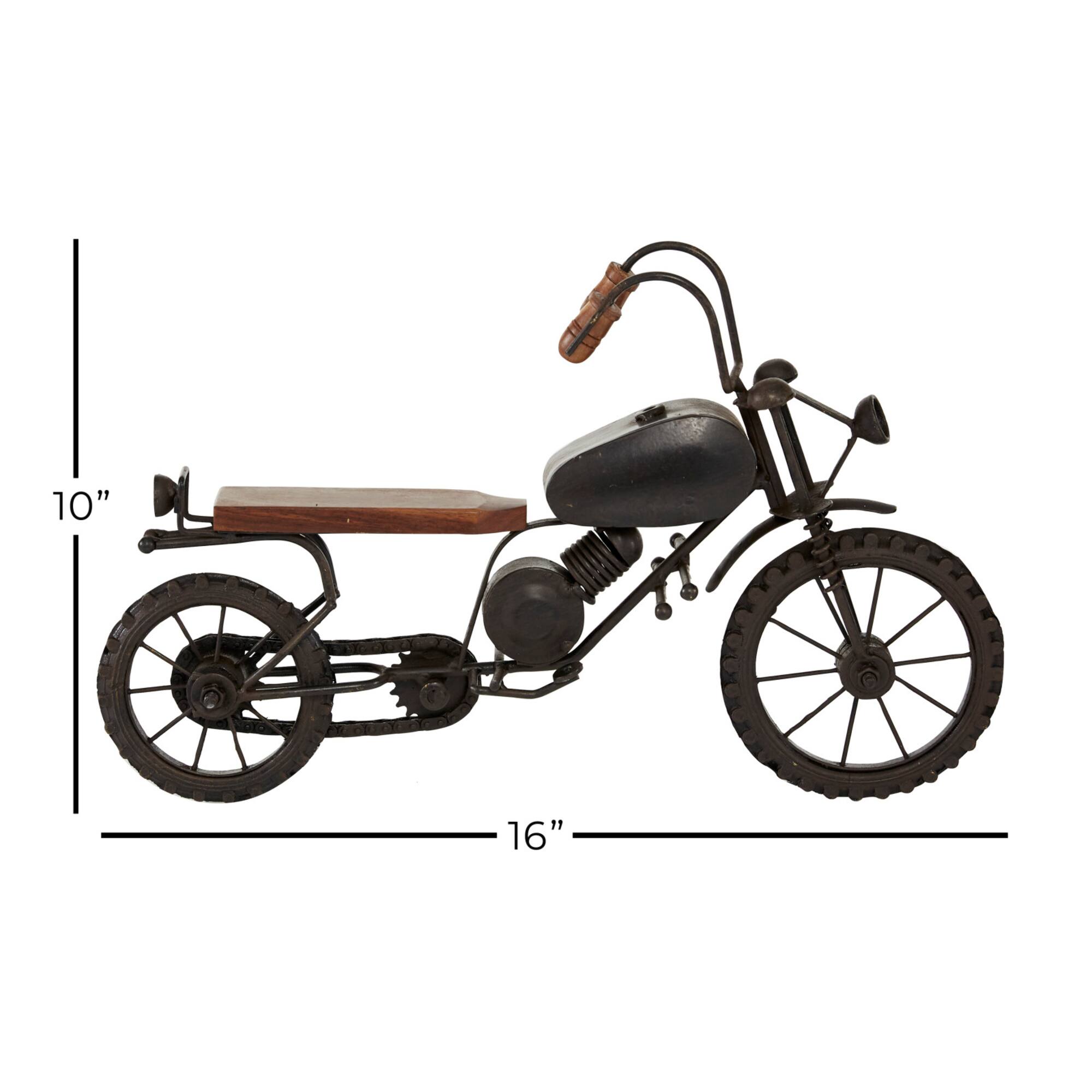 16" Black Metal Traditional Motorcycle Sculpture